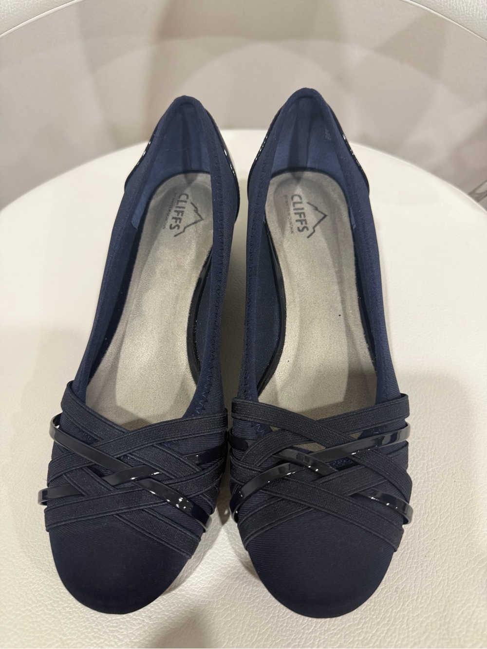 Cliffs by WHITE MOUNTAIN Navy Crisscross Ballet Flats